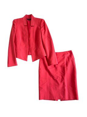Antonio Melani Womens Coral Blazer & Pencil Skirt Suit Set Size 2 Business Wear